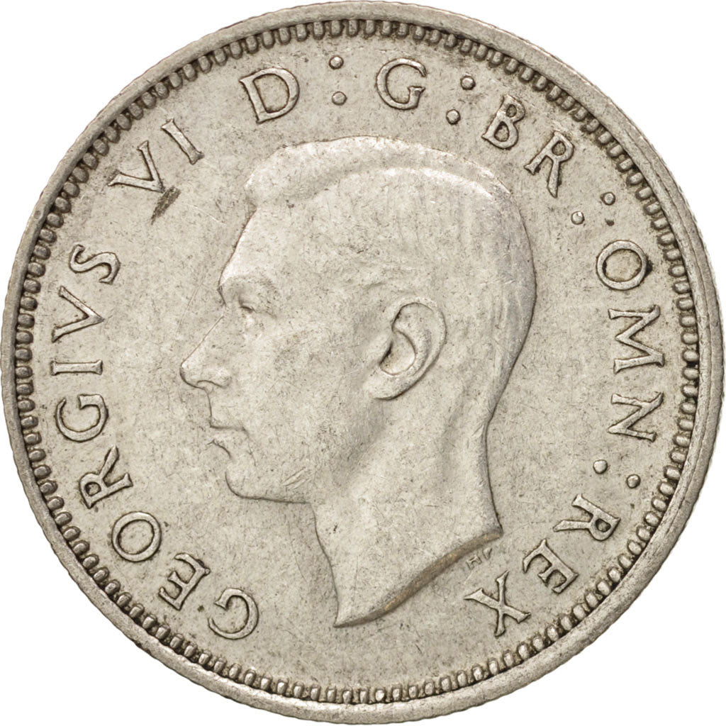 Coin, Great Britain, George VI, 6 Pence, 1945, AU(55-58), Silver, KM:852