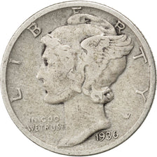 Moneta, Stati Uniti, Mercury Dime, Dime, 1936, U.S. Mint, Denver, MB+, Argento