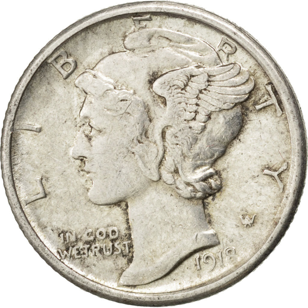 UNITED STATES, Mercury Dime, Dime, 1918, U.S. Mint, KM #140, EF(40-45), Silver,.