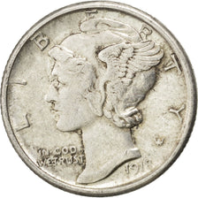 UNITED STATES, Mercury Dime, Dime, 1918, U.S. Mint, KM #140, EF(40-45), Silver,.