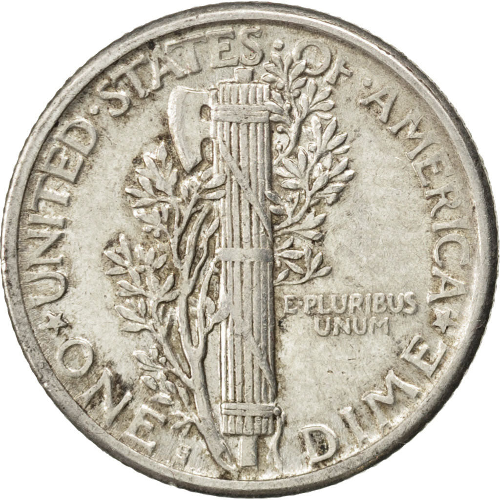 UNITED STATES, Mercury Dime, Dime, 1918, U.S. Mint, KM #140, EF(40-45), Silver,.