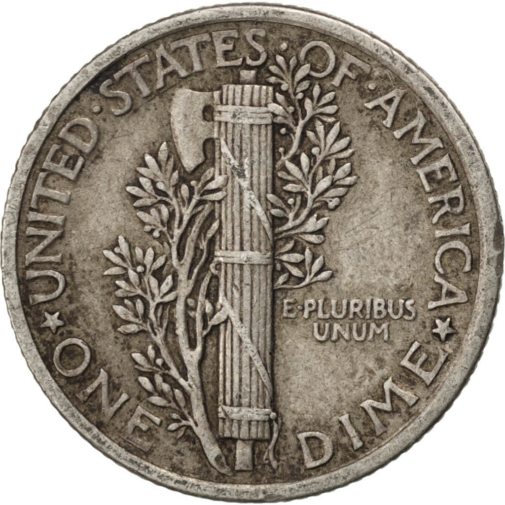 UNITED STATES, Mercury Dime, Dime, 1918, U.S. Mint, KM #140, EF(40-45), Silver,.