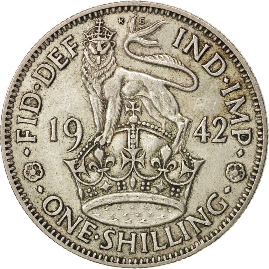 Coin, Great Britain, George VI, Shilling, 1942, AU(50-53), Silver, KM:854