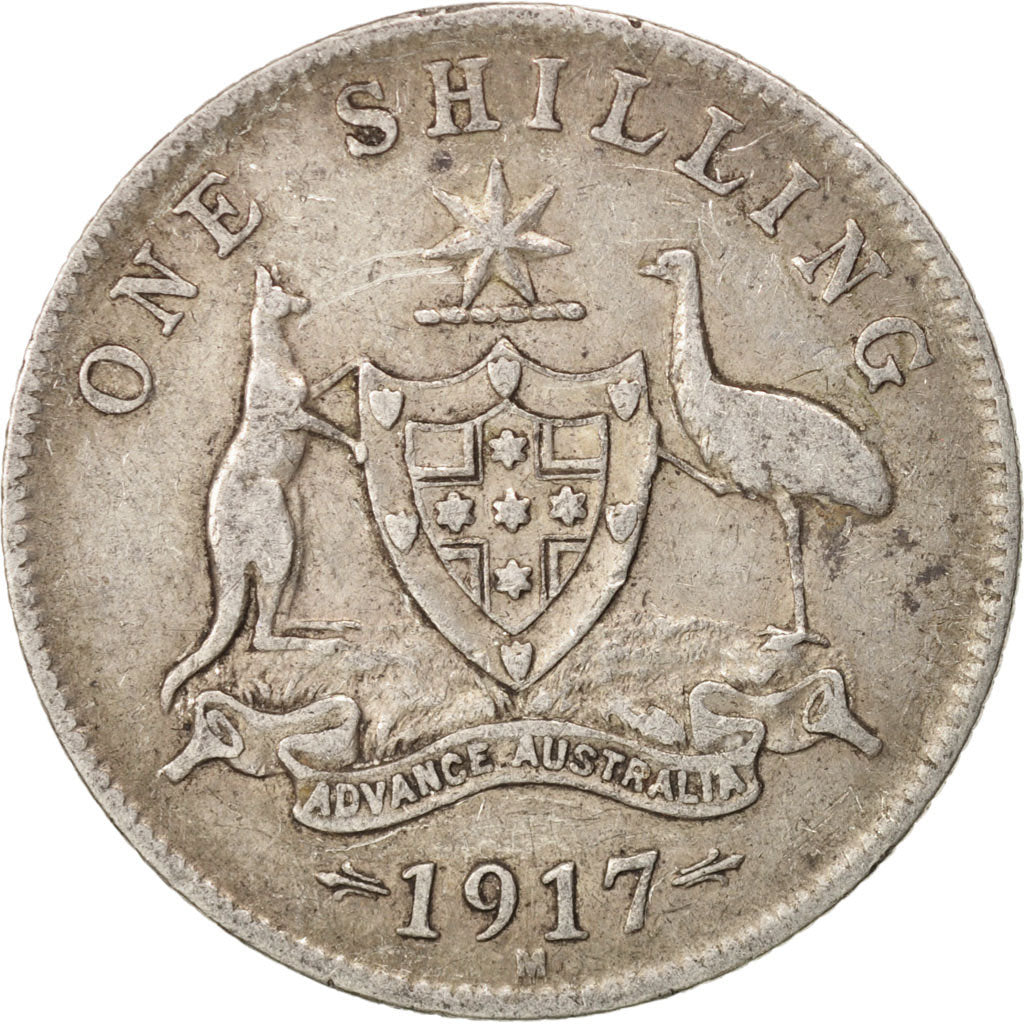 Australia, George V, Shilling, 1917, EF(40-45), Silver, KM:26