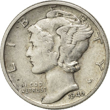 Coin, United States, Mercury Dime, Dime, 1942, U.S. Mint, Philadelphia
