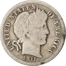 Coin, United States, Barber Dime, Dime, 1911, U.S. Mint, Philadelphia