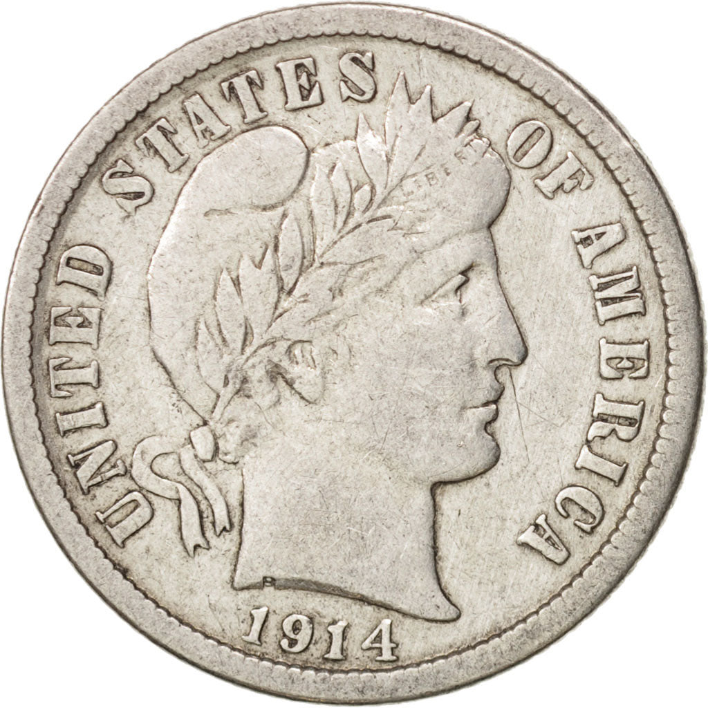 United States, Barber Dime, Dime, 1914, U.S. Mint, Philadelphia, EF(40-45), S...