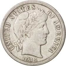 United States, Barber Dime, Dime, 1914, U.S. Mint, Philadelphia, EF(40-45), S...