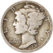 Coin, United States, Mercury Dime, Dime, 1917, U.S. Mint, San Francisco