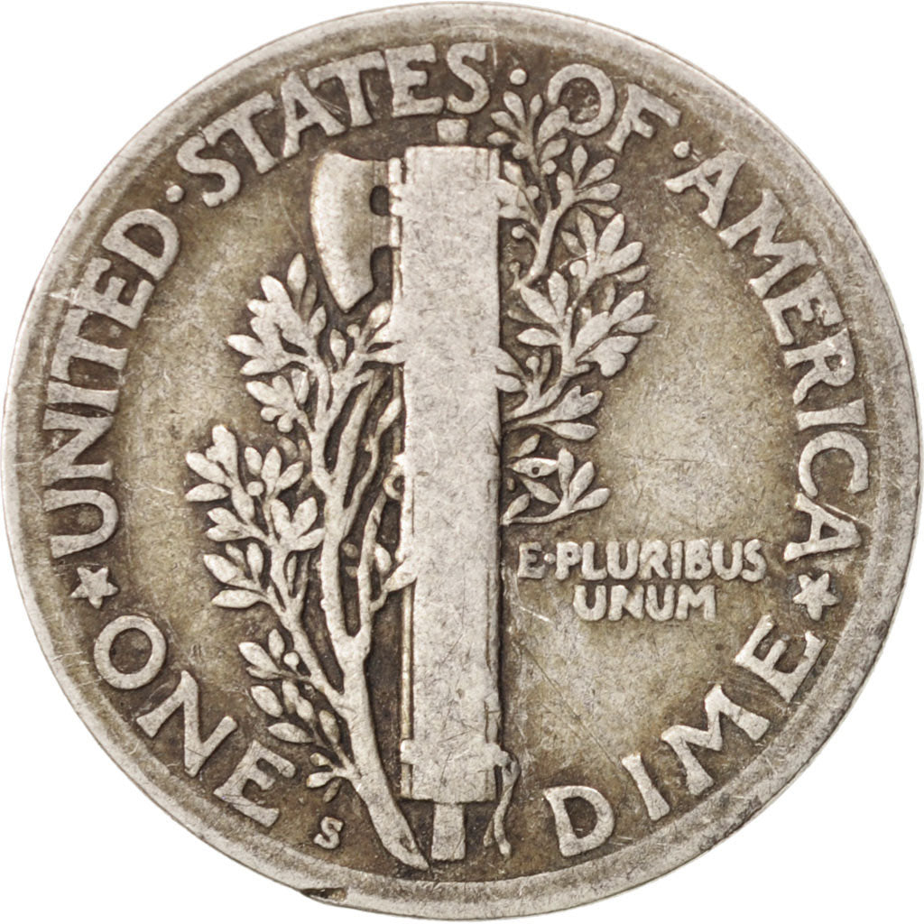 Coin, United States, Mercury Dime, Dime, 1917, U.S. Mint, San Francisco