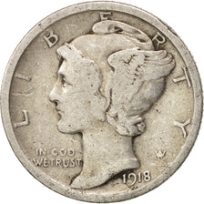 United States, Mercury Dime, Dime, 1918, U.S. Mint, Philadelphia, VF(20-25)