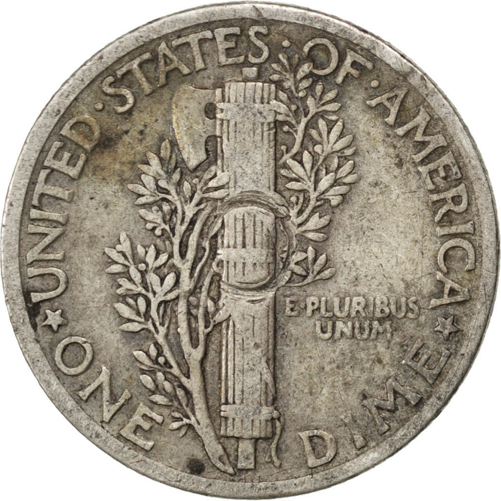 UNITED STATES, Mercury Dime, Dime, 1935, U.S. Mint, KM #140, EF(40-45), Silver,.