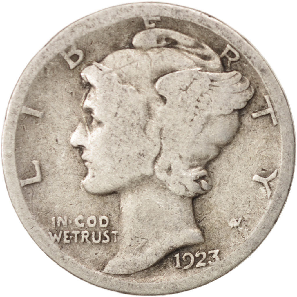 United States, Mercury Dime, Dime, 1923, U.S. Mint, San Francisco, F(12-15)