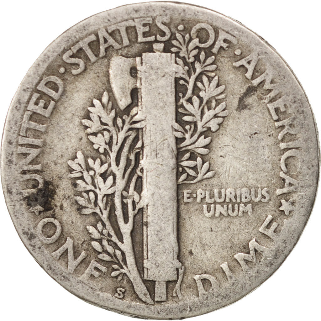 United States, Mercury Dime, Dime, 1923, U.S. Mint, San Francisco, F(12-15)