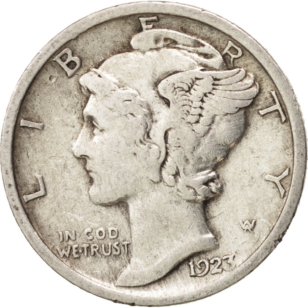 United States, Mercury Dime, Dime, 1923, U.S. Mint, Philadelphia, VF(30-35)
