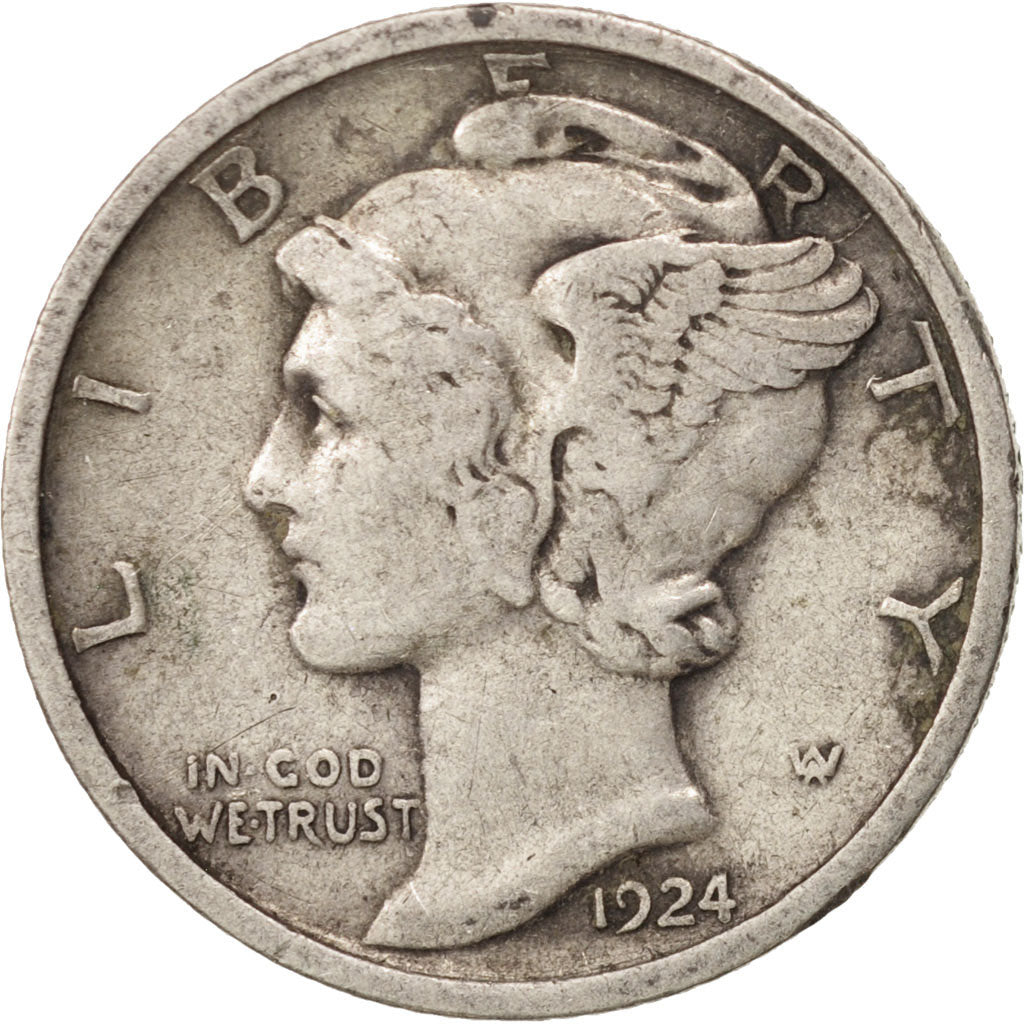 United States, Mercury Dime, Dime, 1924, U.S. Mint, Philadelphia, EF(40-45)