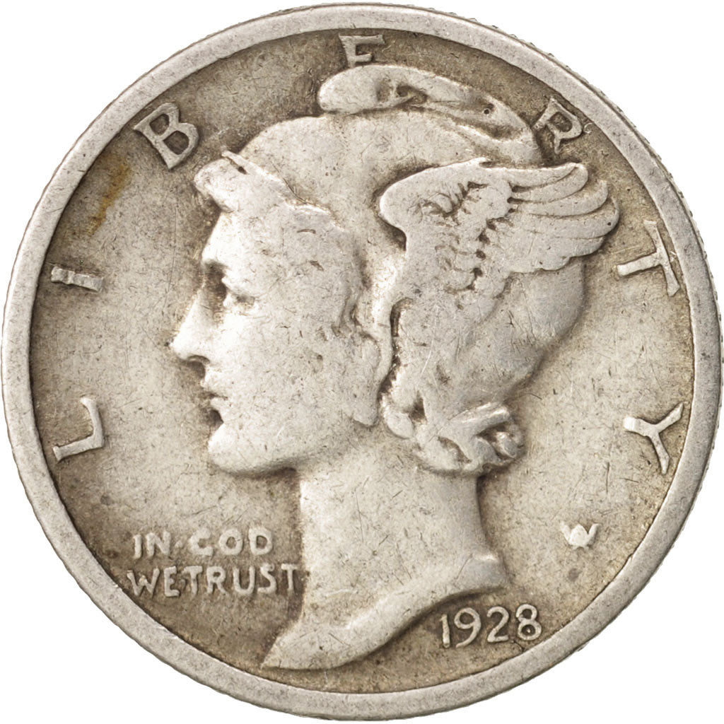 United States, Mercury Dime, Dime, 1928, U.S. Mint, Philadelphia, VF(30-35)