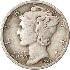 United States, Mercury Dime, Dime, 1928, U.S. Mint, Philadelphia, VF(30-35)