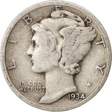Stati Uniti, Mercury Dime, Dime, 1934, U.S. Mint, Philadelphia, MB, Argento,...