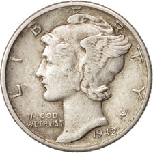 United States, Mercury Dime, Dime, 1942, U.S. Mint, Denver, EF(40-45), Silver