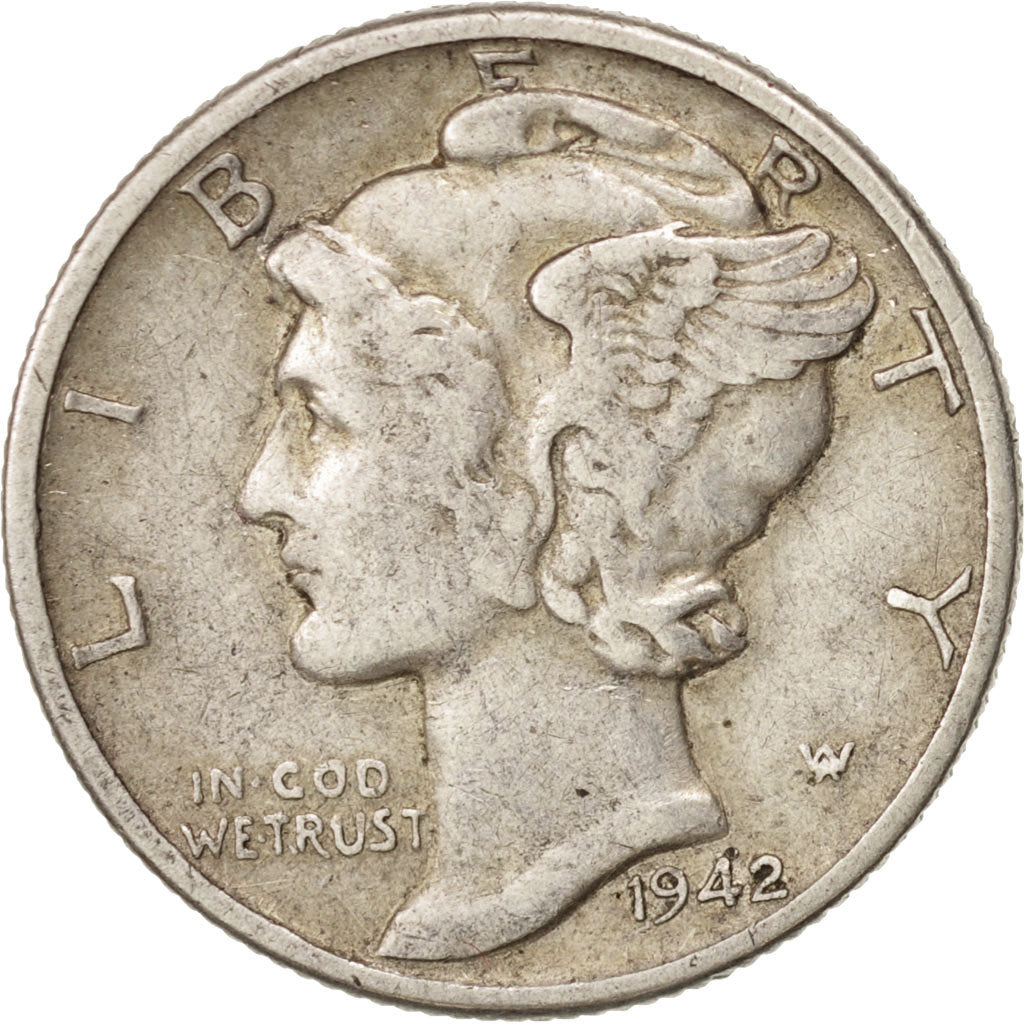 Coin, United States, Mercury Dime, Dime, 1942, U.S. Mint, Philadelphia