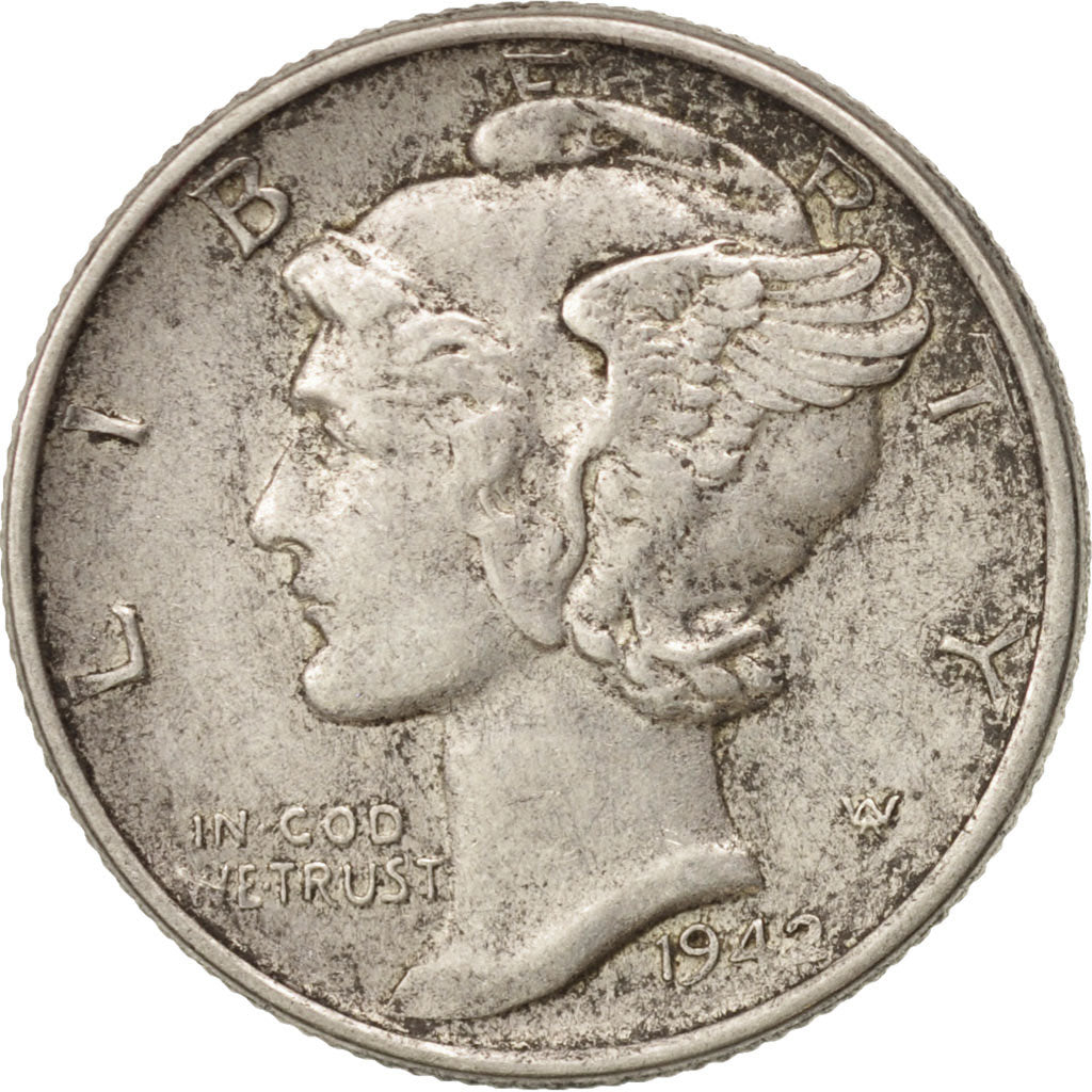 Stati Uniti, Mercury Dime, Dime, 1942, U.S. Mint, Philadelphia, BB+, Argento,...