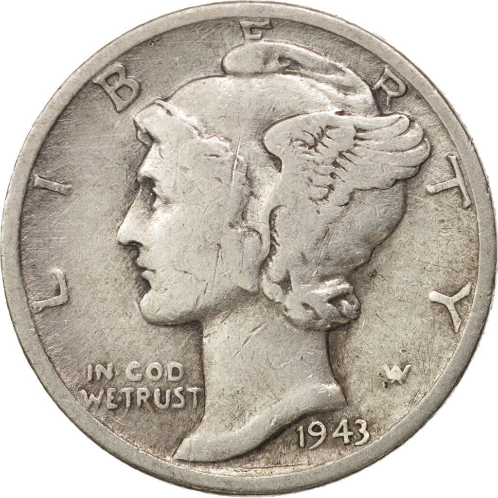 United States, Mercury Dime, Dime, 1943, U.S. Mint, Denver, VF(20-25)