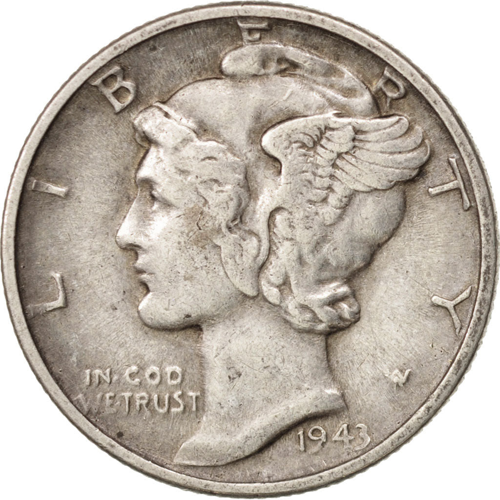 Coin, United States, Mercury Dime, Dime, 1943, U.S. Mint, Philadelphia