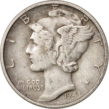 Coin, United States, Mercury Dime, Dime, 1943, U.S. Mint, Philadelphia