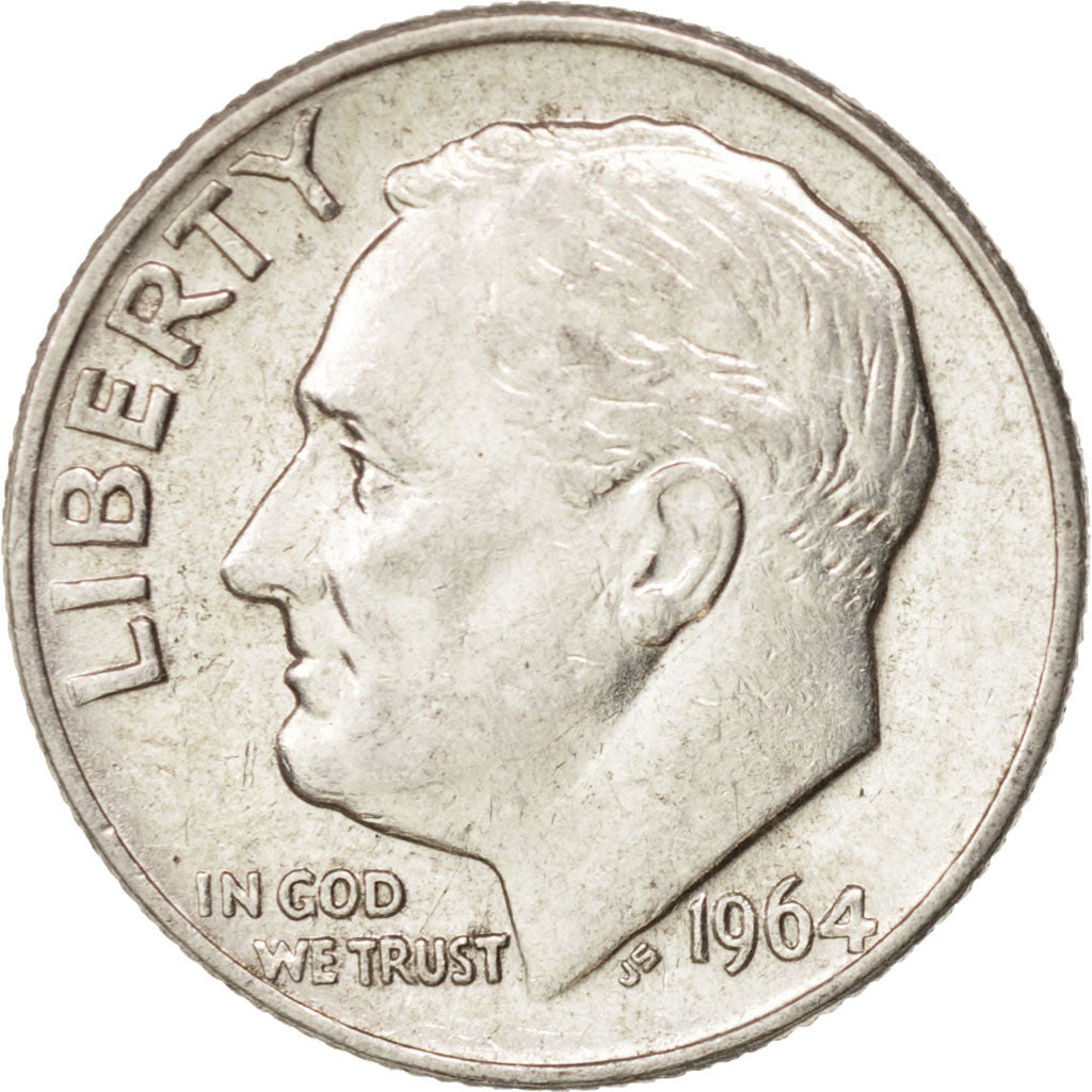 Coin, United States, Roosevelt Dime, Dime, 1964, U.S. Mint, Philadelphia