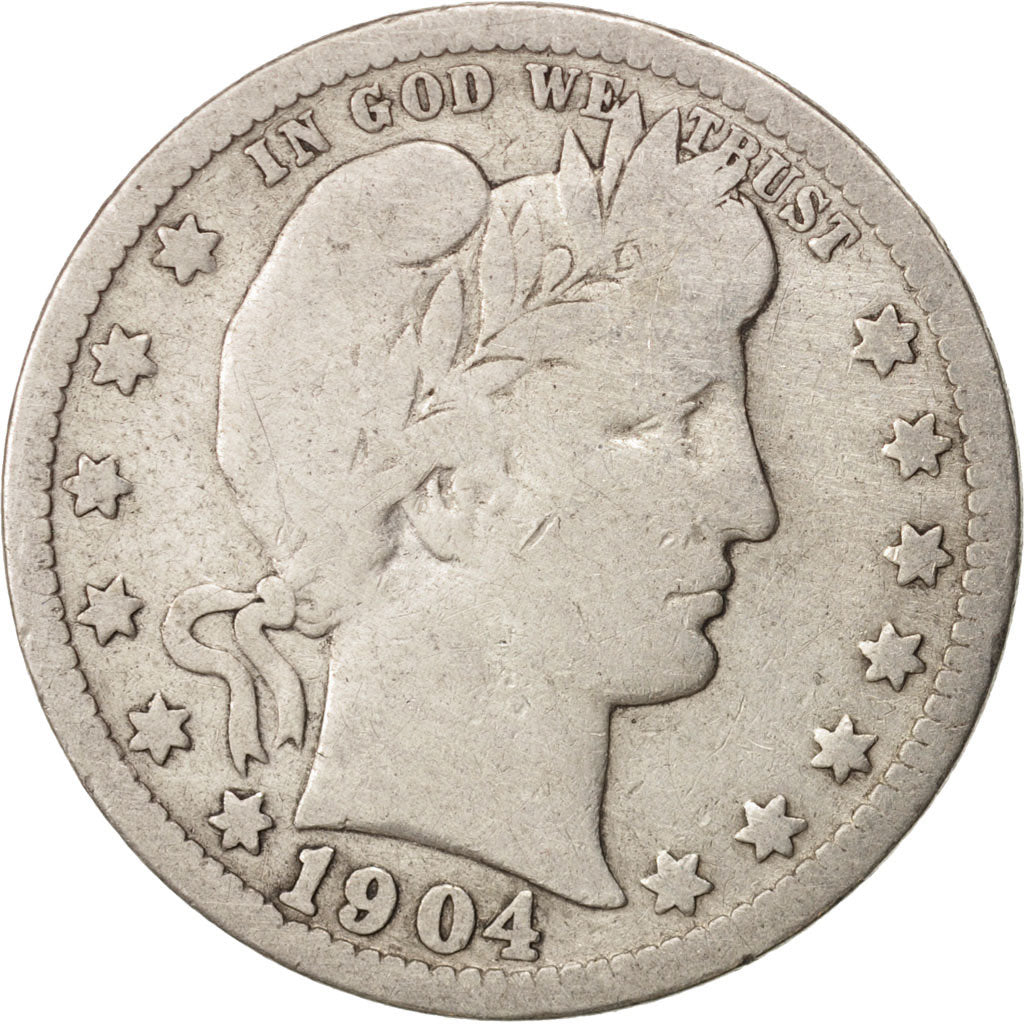 Coin, United States, Barber Quarter, Quarter, 1904, U.S. Mint, New Orleans