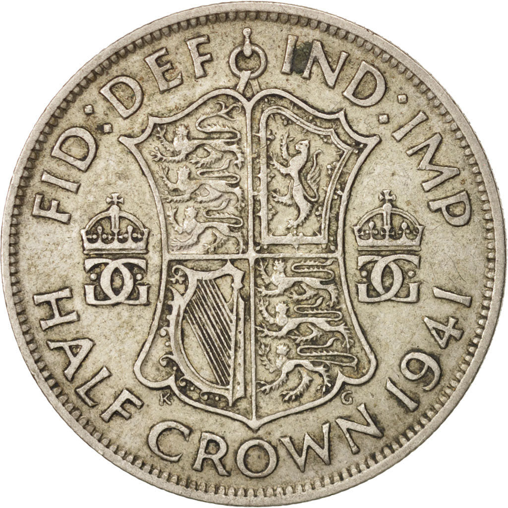 Gran Bretagna, George VI, 1/2 Crown, 1941, MB+, Argento, KM:856