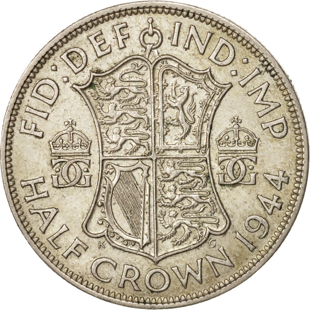 Coin, Great Britain, George VI, 1/2 Crown, 1944, EF(40-45), Silver, KM:856