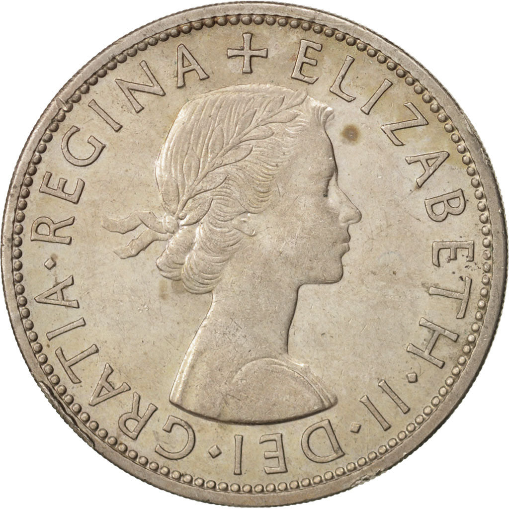 Great Britain, Elizabeth II, 1/2 Crown, 1957, AU(50-53), Copper-nickel, KM:907