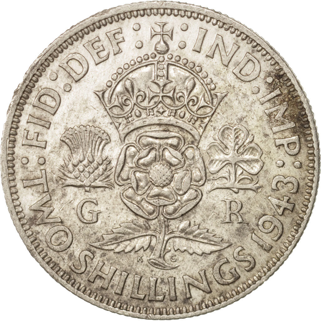 Coin, Great Britain, George VI, Florin, Two Shillings, 1943, EF(40-45), Silver