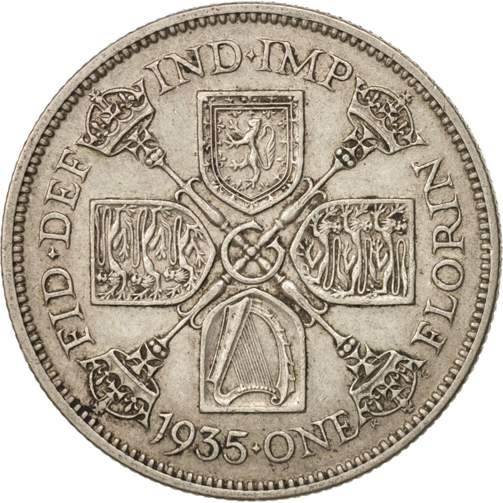 Coin, Great Britain, George V, Florin, Two Shillings, 1935, AU(50-53), Silver