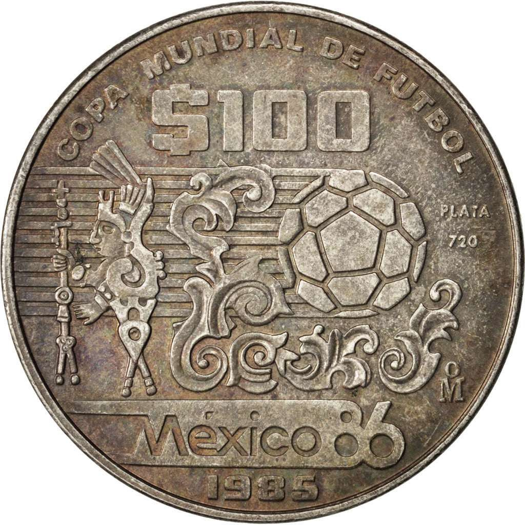 MEXICO, 100 Pesos, 1985, Mexico City, KM #499, AU(50-53), Silver, 31.49