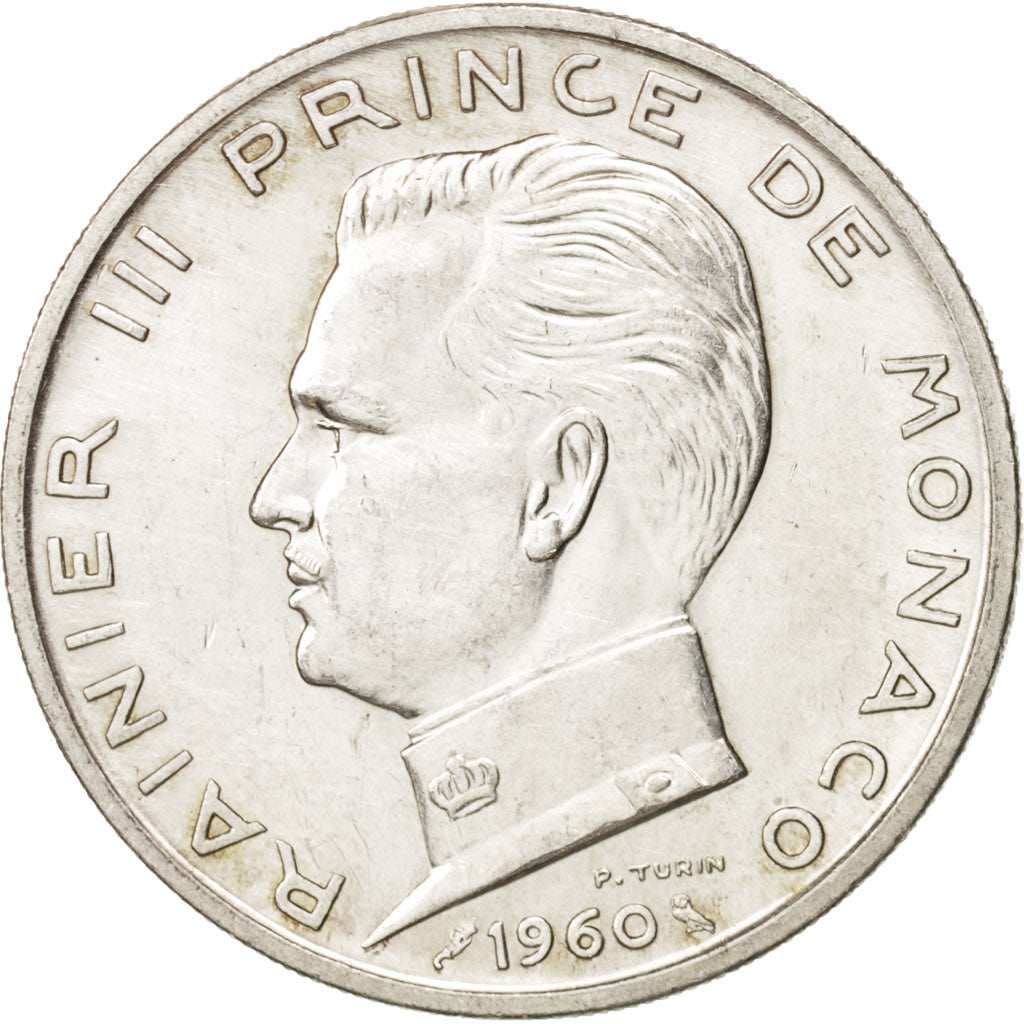 Coin, Monaco, Rainier III, 5 Francs, 1960, AU(55-58), Silver, KM:141