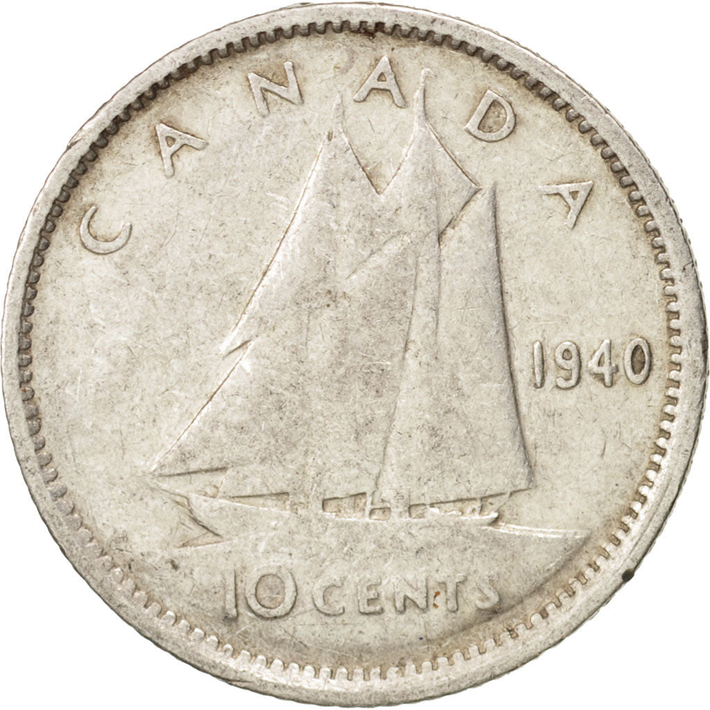 Coin, Canada, George VI, 10 Cents, 1940, Royal Canadian Mint, Ottawa, AU(50-53)