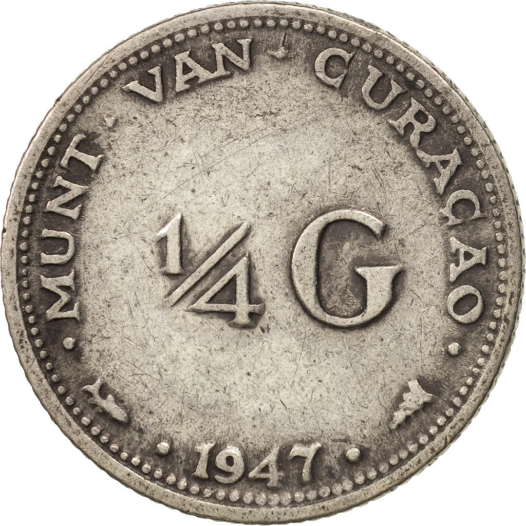 Curacao, 1/4 Gulden, 1947, Denver, EF(40-45), Silver, KM:44