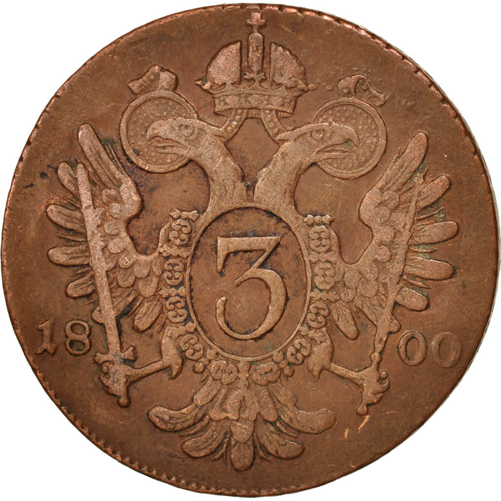 Austria, Franz II (I), 3 Kreuzer, 1800, BB, Rame, KM:2115.3