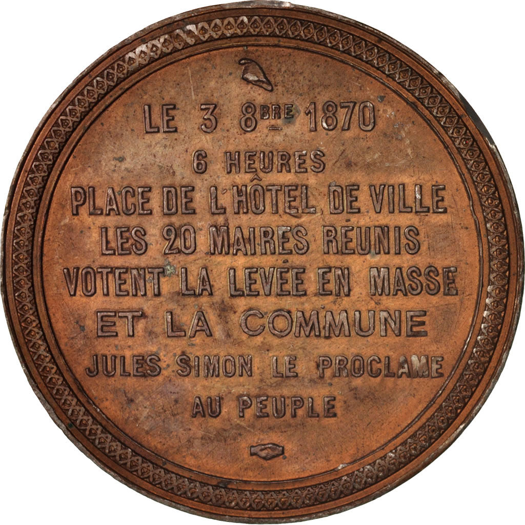Francia, Medal, Proclamation de la Commune, History, 1870, BB+, Stagno, 46