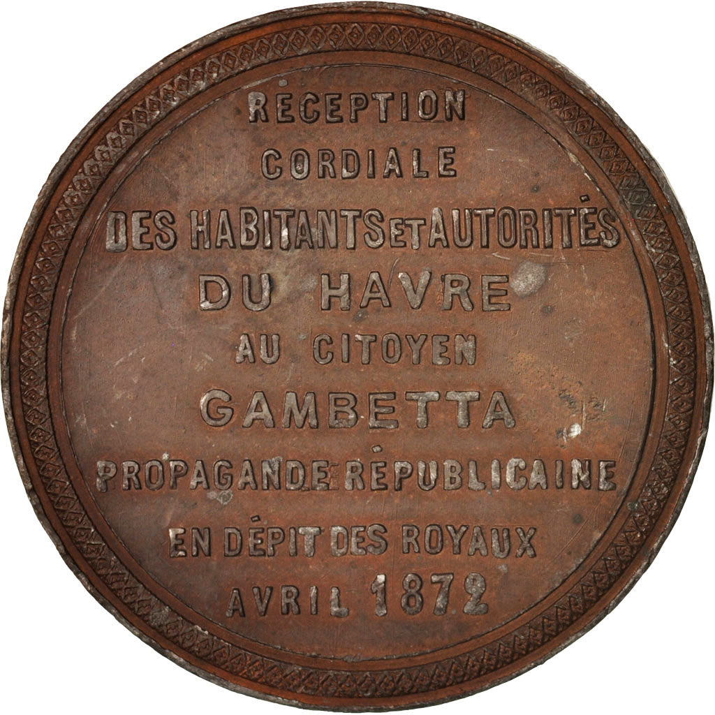 Francja, Medal, Réception du citoyen Gambetta au Havre, Historia, 1872