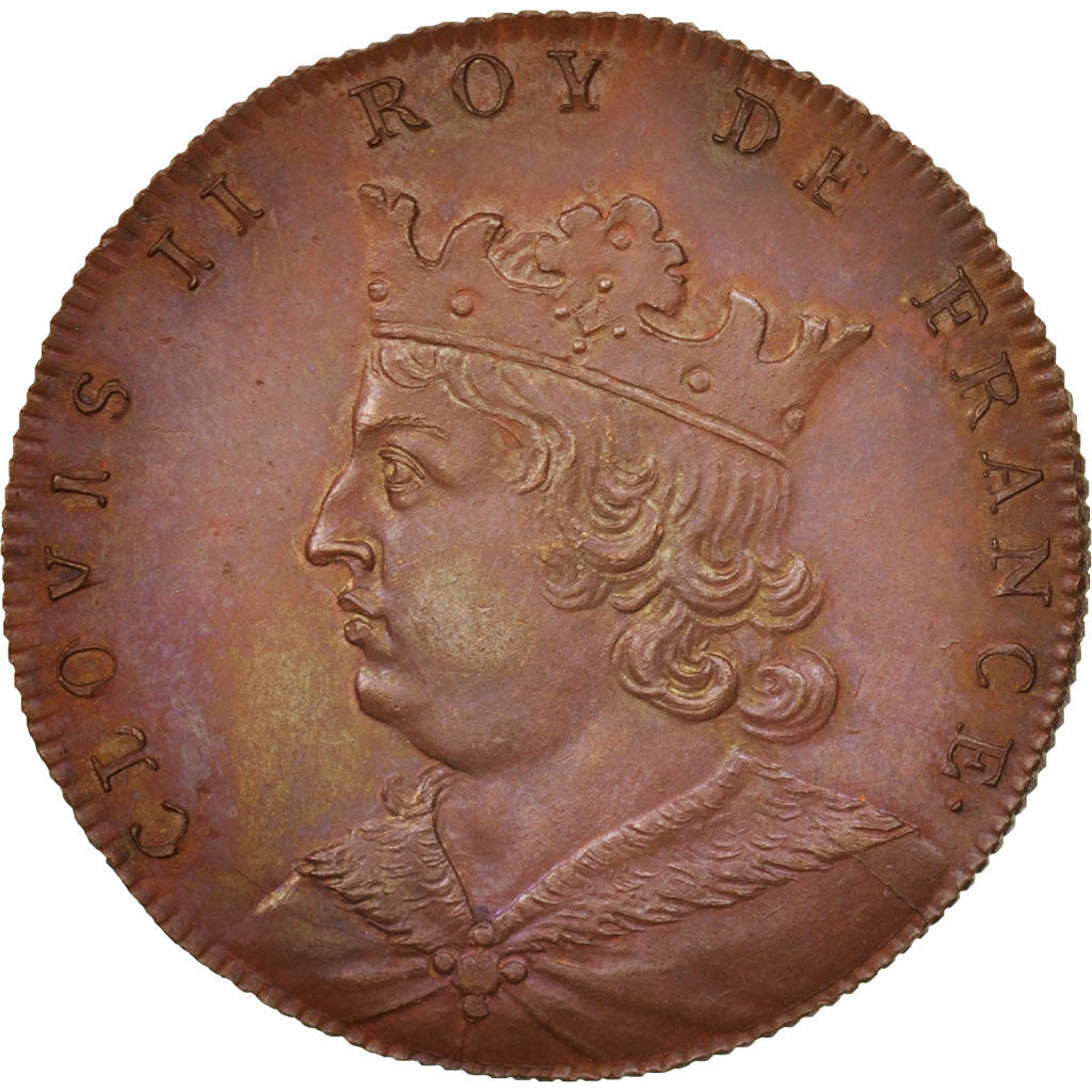 France, Medal, Clovis II, History, XIXth Century, MS(64), Copper