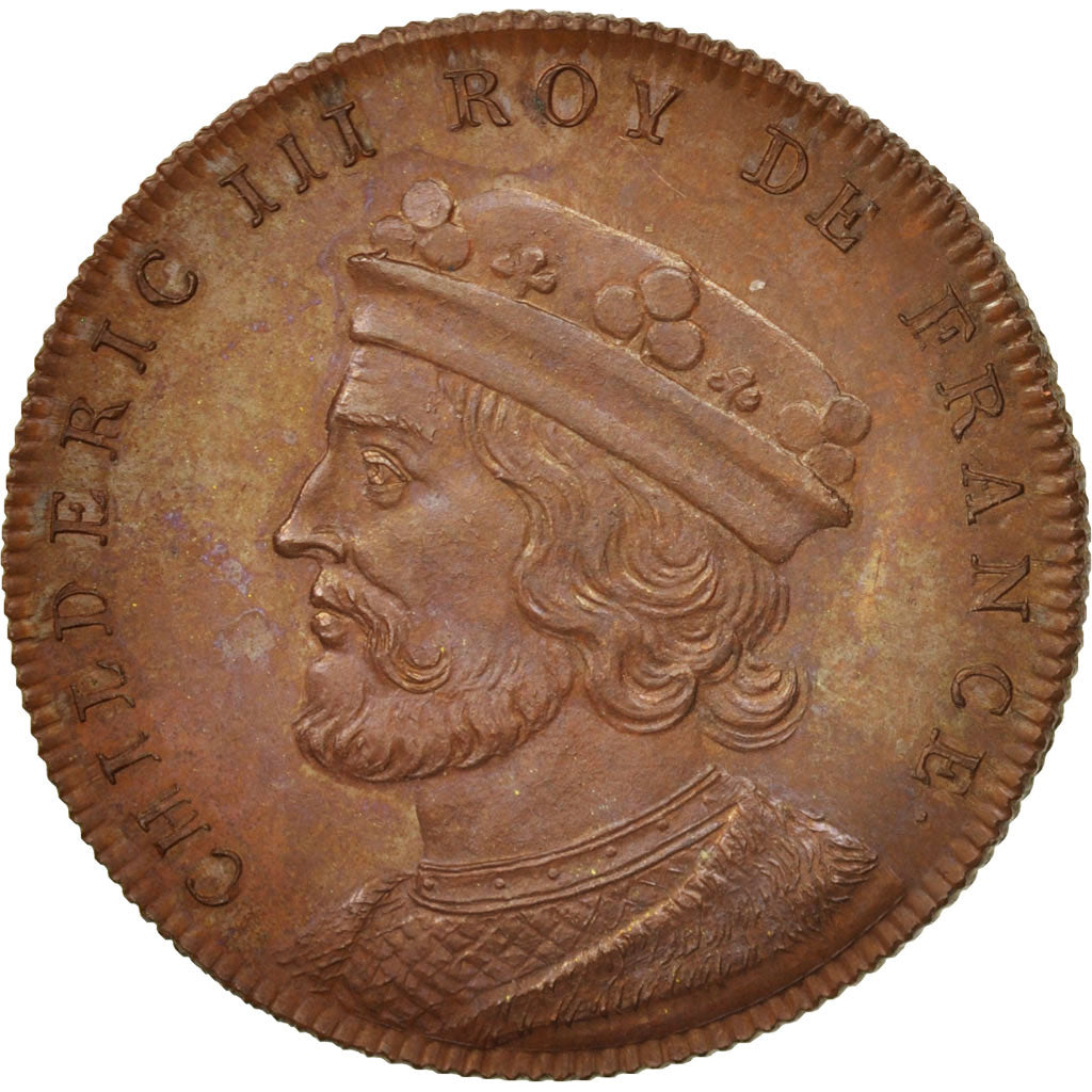 France, Medal, Childeric III, History, XIXth Century, MS(64), Copper