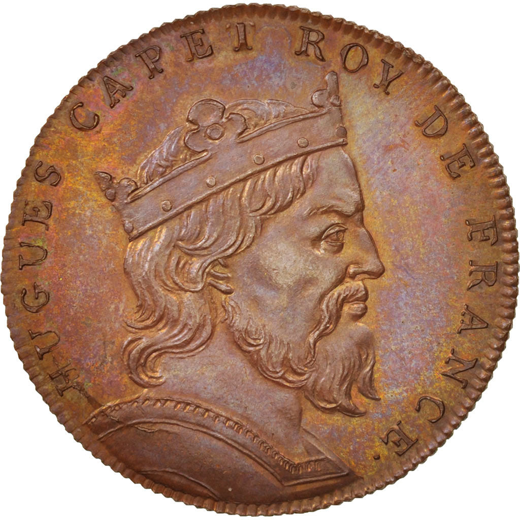 Francja, Medal, Hugo Kapet, Historia, XIXth Century, MS(65-70), Miedź