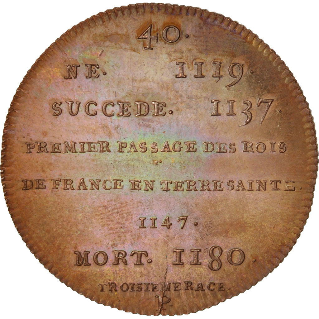 France, Medal, Louis VII, History, XIXth Century, MS(65-70), Copper