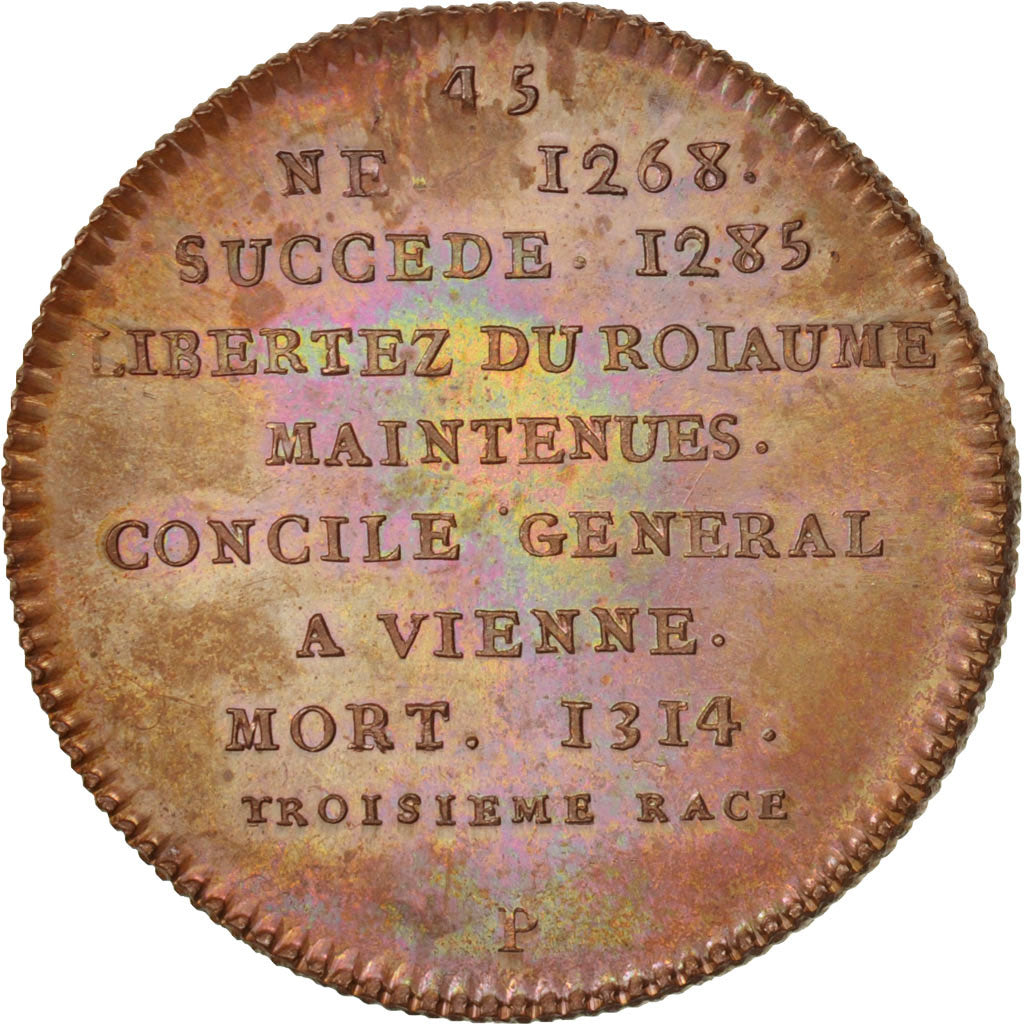 Francia, Medal, Philippe IV le Bel, History, XIXth Century, FDC, Rame