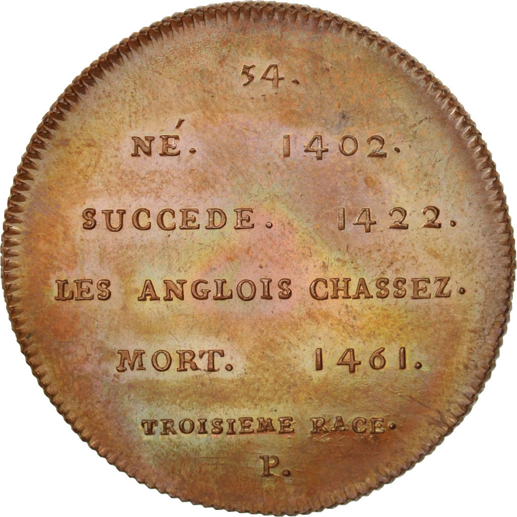 Francja, Medal, Karol VII, Historia, XIXth Century, MS(65-70), Miedź