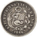 PERU, 1/5 Sol, 1866, Lima, KM #191, EF(40-45), Silver, 4.86